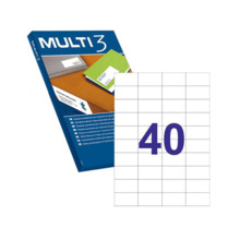 Multi3 Pack de 4.000 Etiquetas Blancas Cantos Rectos TamaÃ±o 52.5X29.7mm con Adhesivo Permanente para Multiples Usos