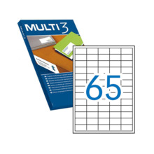 Multi3 Pack de 6.500 Etiquetas Blancas Cantos Rectos TamaÃ±o 38.0X21.2mm con Adhesivo Permanente para Multiples Usos