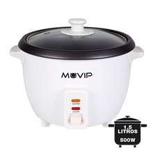 Muvip Arrocera - Capacidad 1.5 Litros - Potencia 500W - Sistema de Coccion y Calentamiento - Recipiente Interior de Aluminio Ant