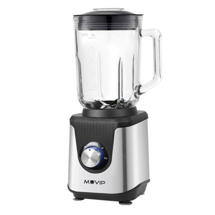Muvip Batidora de Vaso 1800W 1.8L - 2 Velocidades - Funcion Pulse - Cuerpo Acero Inoxidable - Cuchillas Dentadas con Recubrimiento de Titanio