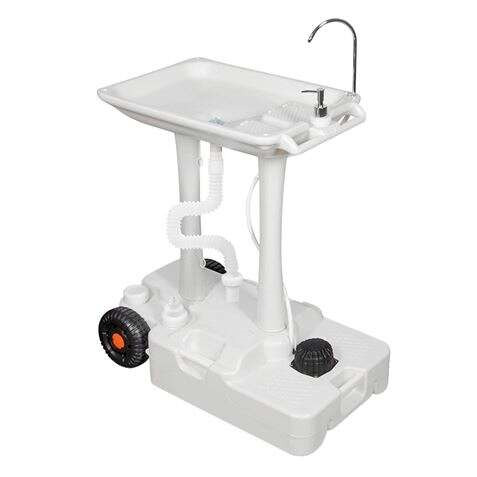 Muvip Carrito de Lavabo Portatil - Capacidad 30 Litros - Diseño de Montaje Rapido - Incorpora Colgador para Toalla - Color Blan