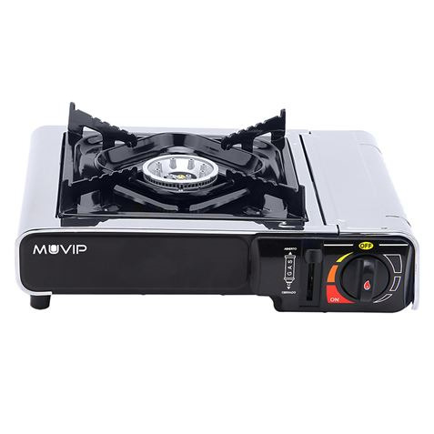Muvip Cocina de Gas Portatil 1 Fuego - Encendido Automatico - Quemador de Aluminio - Sistema FSD - Proteccion Contra Sobretensio