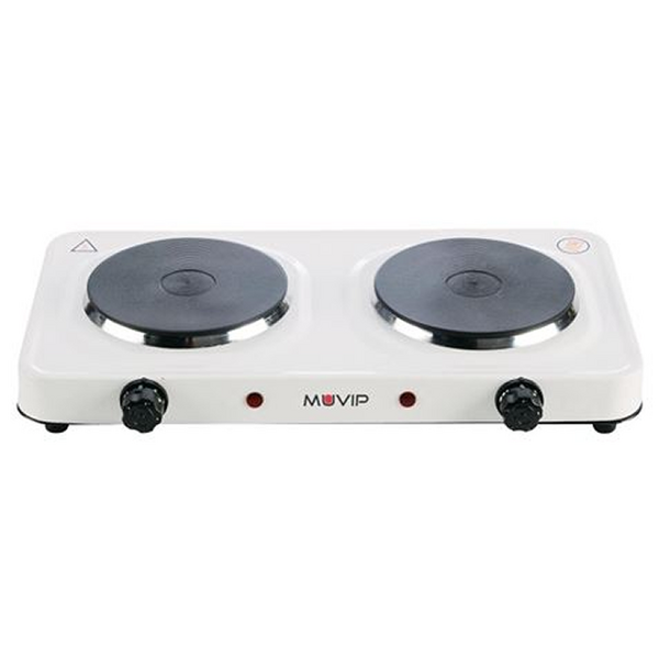 Muvip Cocina Electrica de 2 Placas 2000W - 5 Niveles de Potencia - Termostato con Sistema de Seguridad