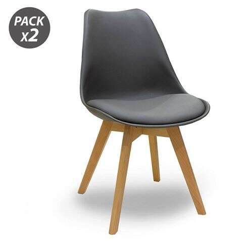 Muvip Design D200 Pack de 2 Sillas Multifuncionales - Asiento Acolchado - Patas de Madera - Uso en Interior - Ideal para Sala de