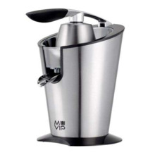 Muvip Exprimidor Electrico Inox 600W - Cuerpo, Mango y Filtro de Acero Inoxidable - Sistema Antigoteo - 2 TamaÃ±os de Conos
