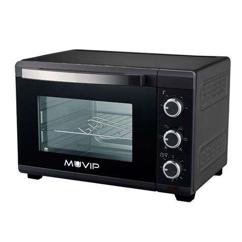 Muvip Horno 1600W 25L - Regulador de Temperatura 100º-230º - Exterior de Acero con Revestimiento - Selector de Tiempo - Puerta