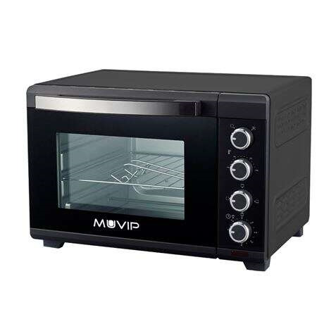 Muvip Horno 2000W 48L - Regulador de Temperatura 100º-230º - Exterior de Acero con Revestimiento - Selector de Tiempo - Puerta