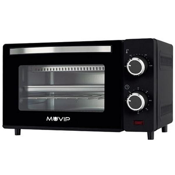 Muvip Horno de Sobremesa 650W 10L - Regulador de Temperatura 100º - 230º - Puerta de Cristal Templado - Cuerpo de Acero Inoxidab