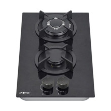 Muvip MV0627 Cocina de Gas Encastrable - 2 Zonas de Coccion de 26cm - Quemador y Soportes de Hierro Fundido - Cristal Templado d