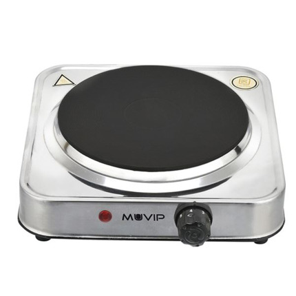 Muvip MV0644 Cocina Electrica de 1 Placa 1500W - Acero Inoxidable - 5 Niveles de Potencia - Termostato con Sistema de Seguridad