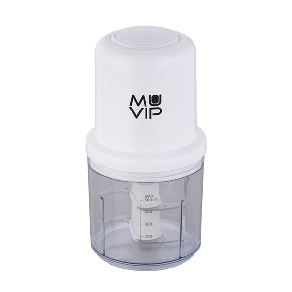 Muvip Picadora de Alimentos 400W - Recipiente con Capacidad 0.5L - Cuchillas de Acero Inoxidable - Botón para Control de Veloci