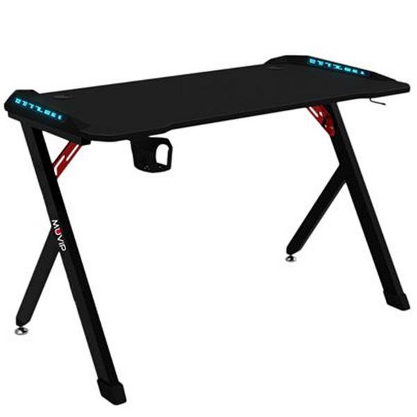 Muvip PRO1200 Mesa Gaming Fibra de Carbono con Luz RGB - Solida - Gran Superficie - Portavasos - Gancho para Auriculares - Medid