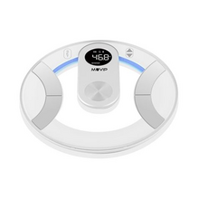 Muvip Round Design Bascula de Baño Digital - Pantalla LCD - Plataforma de Cristal - Peso Max. 180kg - Auto Apagado