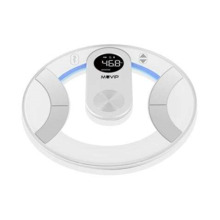 Muvip Round Design Bascula de BaÃ±o Digital - Pantalla LCD - Plataforma de Cristal - Peso Max. 180kg - Auto Apagado