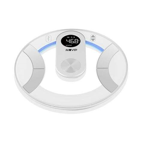 Muvip Round Design Bascula de BaÃ±o Digital - Pantalla LCD - Plataforma de Cristal - Peso Max. 180kg - Auto Apagado