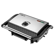 Muvip Sandwichera Inox Placa Grill 1500W - Temperatura Regulable - Placa Superior Basculante - Presion Uniforme - Asa Tacto Frio