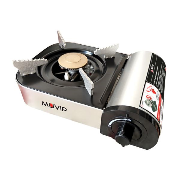 Muvip Serie Small Cocina de Gas Portatil 1 Fuego - Encendido Automatico - Quemador de Aluminio y Cobre - Valvula Doble Sellado