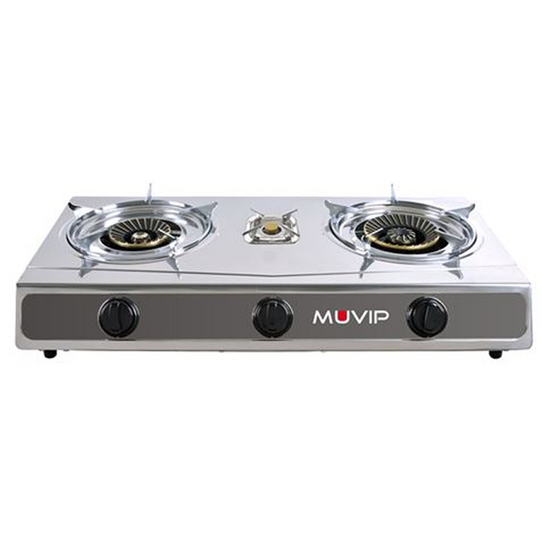 Muvip Serie Strong Cocina de Gas Inox 3 Fuegos - Encendido Piezoelectrico - Quemador de Hierro Fundido Desmontable