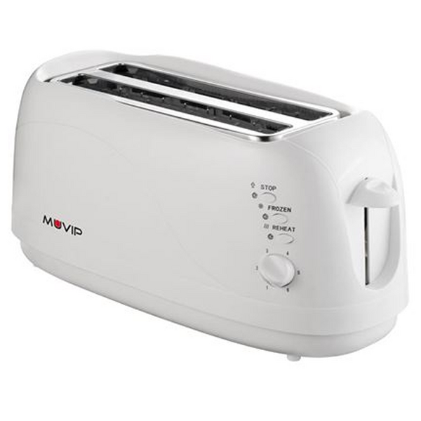 Muvip Tostadora de Pan 1300W - Capacidad para 4 Rebanadas - 6 Niveles de Tostado - Funcion Calentar, Descongelacion y Recalentar