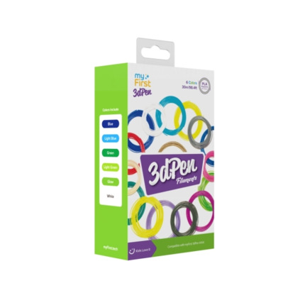 MyFirst Filament Refill - Pack 5 Recambios Filamentos para 3D PEN Artist - Colores Calidos, Amarillo, Rosa, Rojo, Purpura, Negro y Verde