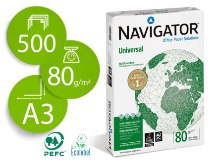 Navigator Papel A3 80gr 297x420mm (500 Hojas) Blanco