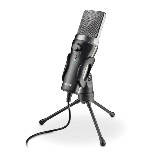 NGS MS120USB Microfono USB para Streaming - Configuracion Ajustable - Grabacion Cardioide - Puerto de Monitorizacion de Auricula