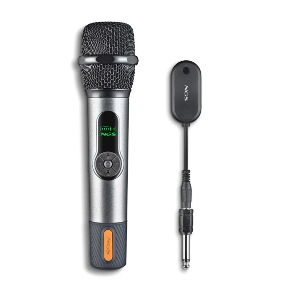 NGS SingerStar Microfono Inalambrico Vocal - Tipo Dinamico - Sonido Potente y Claro - Entrada Jack 3.5 y Adaptador Jack 6.3 - Al