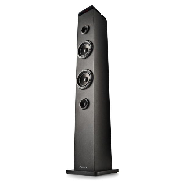 NGS Sky Charm Pro Torre de Sonido Bluetooth 50W - USB, Radio FM, Aux In y Entrada Optica - Funcion Broadcasting - Madera de Alta