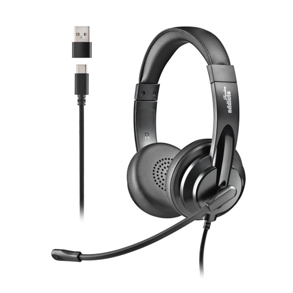 NGS VOX605-C Auriculares USB-C con Microfono - Microfono Regulable y Flexible - Almohadillas y Diadema Acolchadas - Diadema Ajus