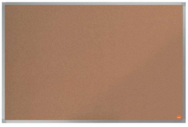 Nobo Essence Tablero de Anuncios de Corcho 900x600mm - Montaje en Esquinas - Superficie de Corcho - Marco de Aluminio Anodizado
