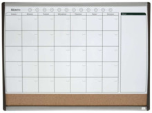 Nobo Planificador Pizarra Magnetica PequeÃ±a con Tablero de Anuncios de Corcho 585x430mm - Semanal y Mensual - Marco Plateado y