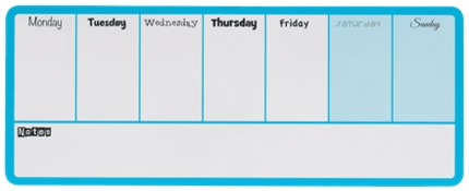 Nobo Planificador Semanal de Pizarra Magnetica Mini 360x140mm - Almohadillas Adhesivas e Imanes para Montaje - Incluye Rotulador y 2 Imanes para Pizarra