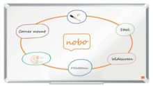 Nobo Premium Plus Pizarra Magnetica de Acero Lacado Panoramica 890x500mm - Montaje en Esquina - Blanco