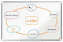Nobo Premium Plus Pizarra Magnetica de Acero Vitrificado 900x600mm - Montaje en Esquinas - Superficie de Borrado Superior - Colo