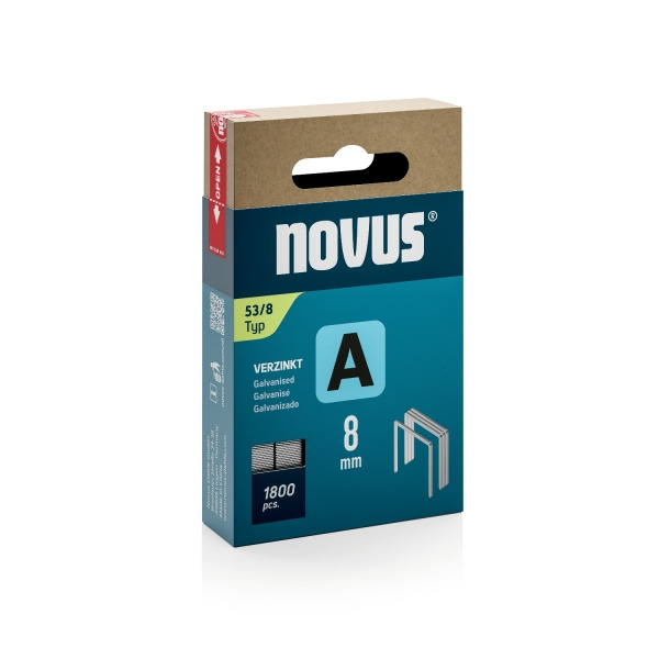 Novus A Tipo 53 Caja de 1800 Grapas 53/8 Galvanizadas - Patilla de 8mm
