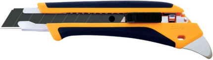 Olfa L5-AL Cuter Grande con Agarre Antideslizante - Bloqueo Automatico - Pua de Metal Duro - Canal de Acero Inoxidable - Uso Ambidiestro
