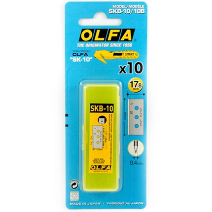 Olfa Pack de 10 Cuchillas de Respuesto para Cuters Olfa SK-10 - Acero Inoxidable