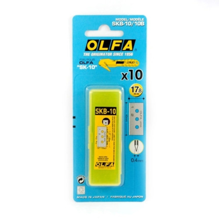 Olfa Pack de 10 Cuchillas de Respuesto para Cuters Olfa SK-10 - Acero Inoxidable