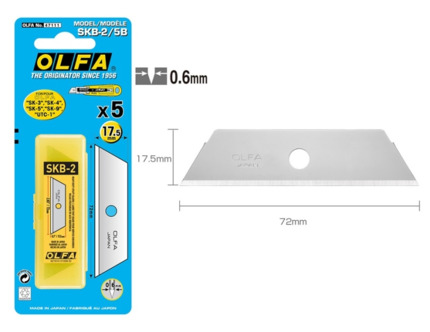 Olfa Pack de 5 Cuchillas de Respuesto para Cutters Olfa SK-2 - Acero Inoxidable