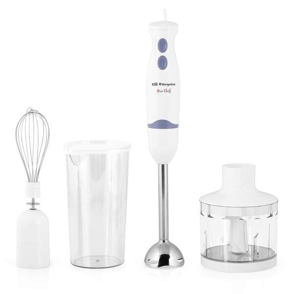 Orbegozo BT 1320 Batidora-Picadora Versatil - Potente Motor 400W - Hoja de Acero Inoxidable - Mango Ergonomico - Vaso Mezclador