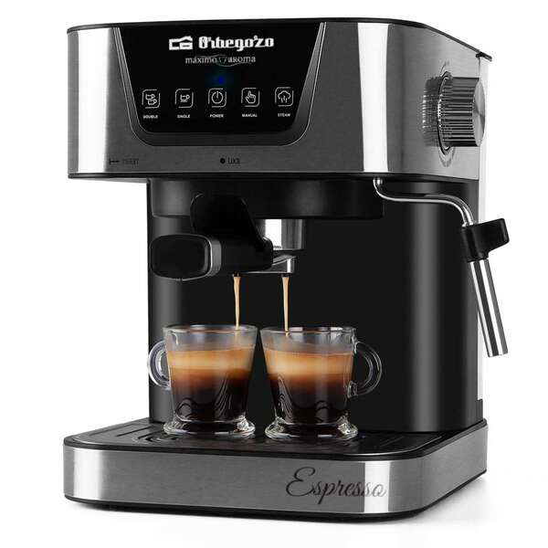 Orbegozo Cafetera Espresso EX 5200 - Orbegozo Presion de 20 Bar y 850W de Potencia - Panel de Control Tactil - Deposito de Agua