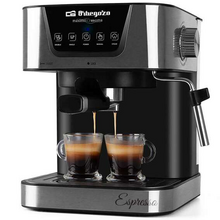 Orbegozo Cafetera Espresso EX 5200 - Orbegozo Presion de 20 Bar y 850W de Potencia - Panel de Control Tactil - Deposito de Agua