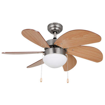 Orbegozo CP 15075 N Ventilador de Techo - con Plafon Incorporado - Diseño en Niquel y Madera - 3 Velocidades Reversibles - Sistema de Ventilacion Reversible - Aire Fresco y Luz en Un Solo Producto