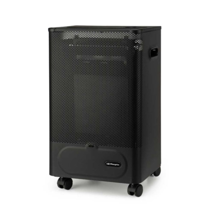 Orbegozo HBF 50 Estufa a Gas Compacta de Llama Azul - Potencia Calorifica de 2000W - Triple Sistema de Seguridad - Clase Energetica B - Ruedas y Asas de Transporte - Gas Butano/Propano - 35x60x32cm - Color negro
