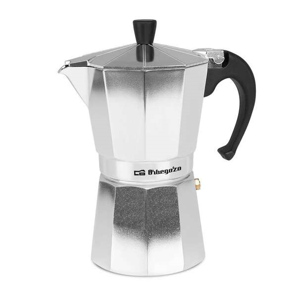 Orbegozo KF 600 Cafetera Italiana Placentera y Segura - Capacidad para 6 Tazas - Mango Ergonomico - Valvula de Seguridad - Facil