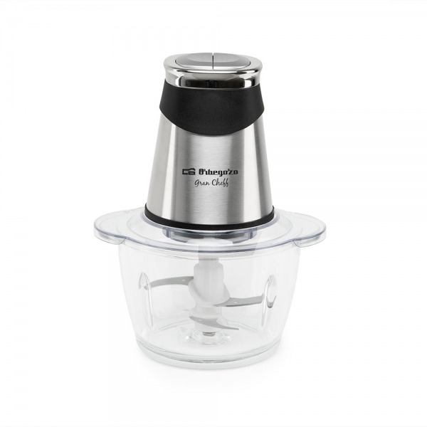 Orbegozo MC 4650 Picadora de Alimentos 500W - Recipiente de Cristal con Capacidad 1.2L - 4 Cuchillas de Acero Inoxidable y 2 Niv