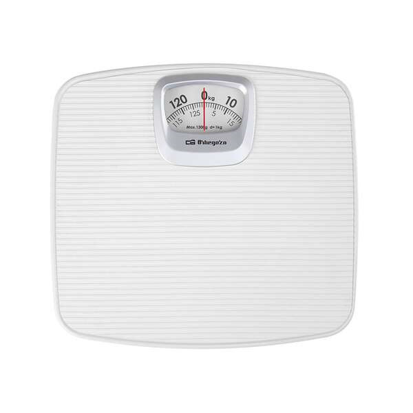 Orbegozo PB 2011 Bascula de BaÃ±o Mecanica Elegante y Practica - Superficie Antideslizante - DiseÃ±o Compacto - Capacidad de 130