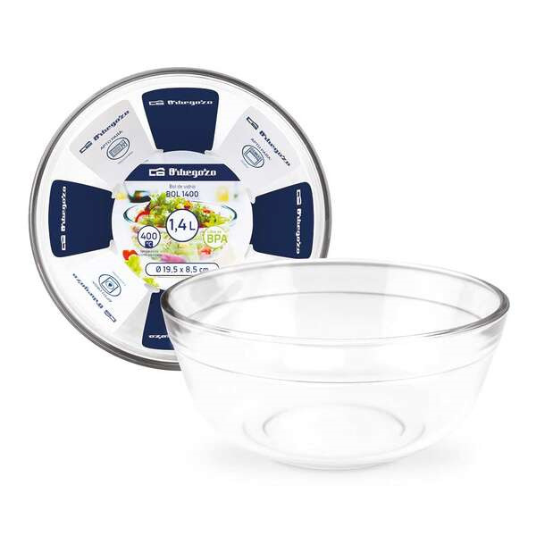 Orbegozo Serie BOL Set de 3 Boles de Vidrio Ultrarresistente Versatiles y Duraderos para Cocinar y Servir Capacidad de 1.4L Apto