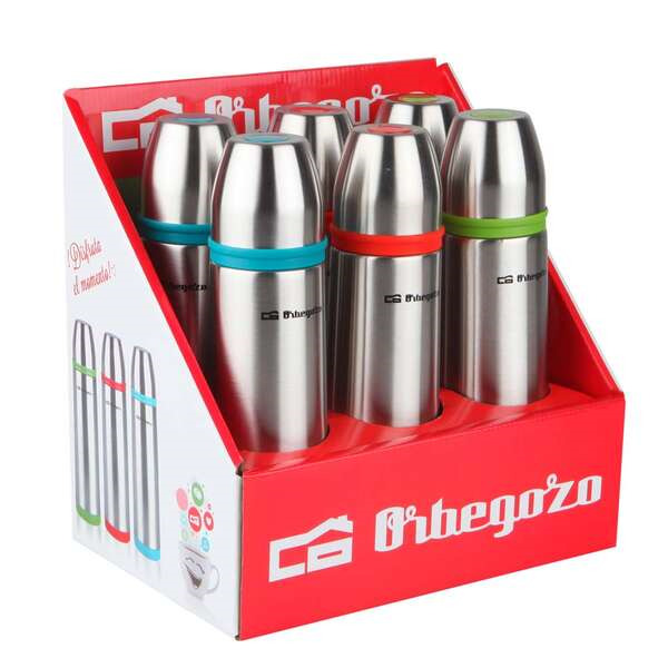 Orbegozo Set Termos Identificador de Bebidas - Acero Inoxidable Resistente - Bandas de Colores - Sistema Antiderrame - Conserva