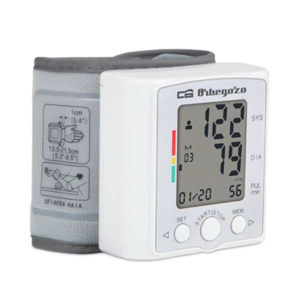 Orbegozo Tensiometro de MuÃ±eca Digital - Control de Tension Facil y Preciso - 60 Memorias para 2 Usuarios - Pantalla LCD Grande - Deteccion de Latido Irregular